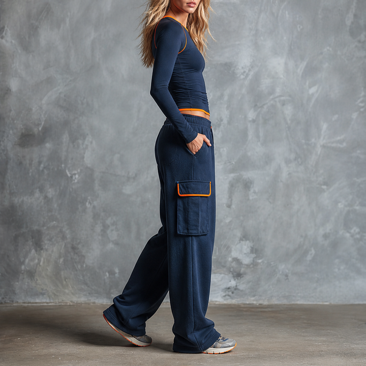 Ashcroft Athletics – Retro Color-Blocked Cotton Top and Pants Set + 50% OFF lifestyle