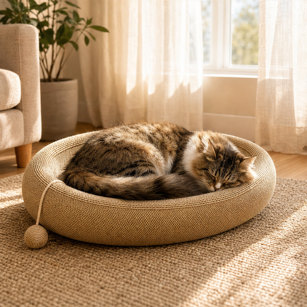 Scratchnook – Sisal Scratcher Bed with Built-In Toy Ball + 50% OFF lifestyle