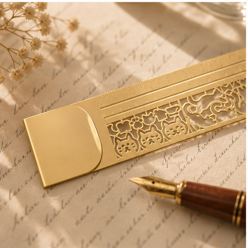 Purrline – 2-in-1 Brass Cat Bookmark &amp; Ruler + 1+1 FREE lifestyle