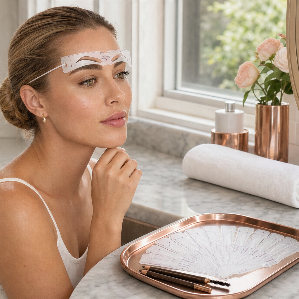 ArchLine – Adjustable 12-Shape Eyebrow Stencil Kit with Headband + 1+1 FREE lifestyle