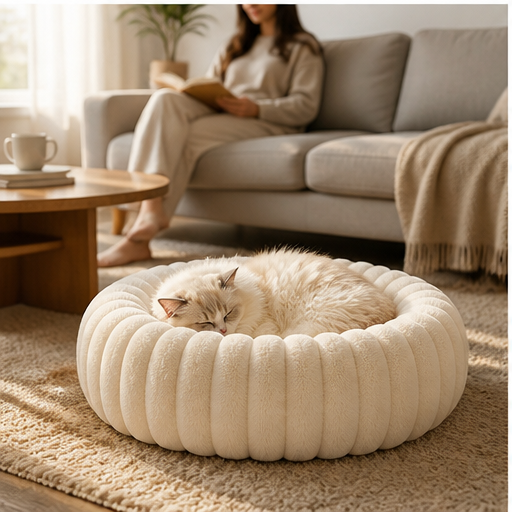 Snugloft – Ultra-Soft Calming Round Pet Bed with Raised Rim + 50% OFF lifestyle