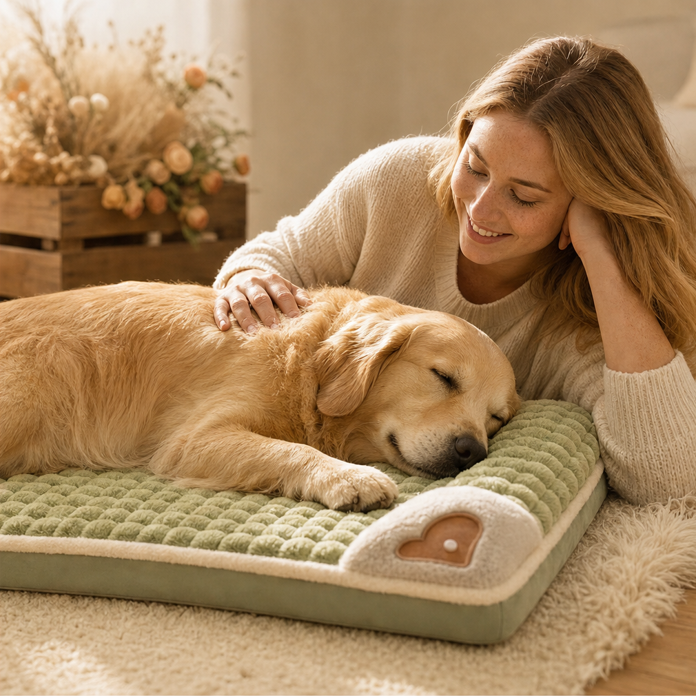 Plushden – Orthopedic Plush Dog Crate Pad with Non-Slip Base + 50% OFF lifestyle