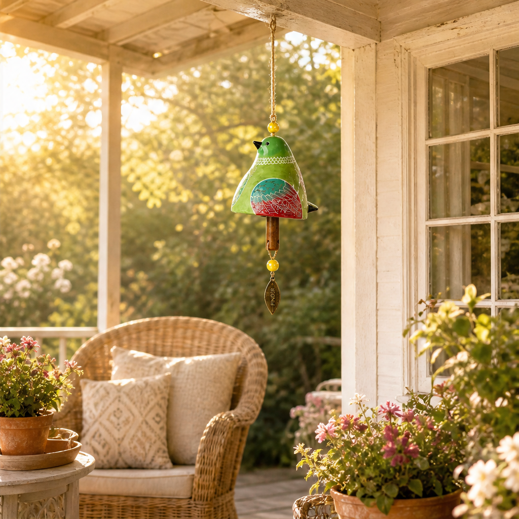 Sparrowbloom – Hand-Painted Folk Art Bird Wind Chime + 50% OFF lifestyle