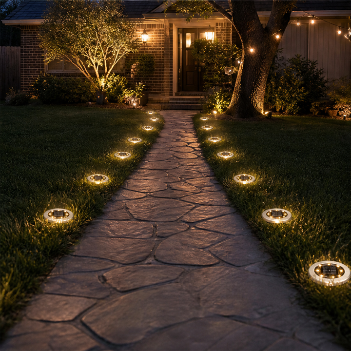 Sunhollow – Auto On/Off Solar Ground Lights, Steel Rim Disk Lights + 50% OFF lifestyle