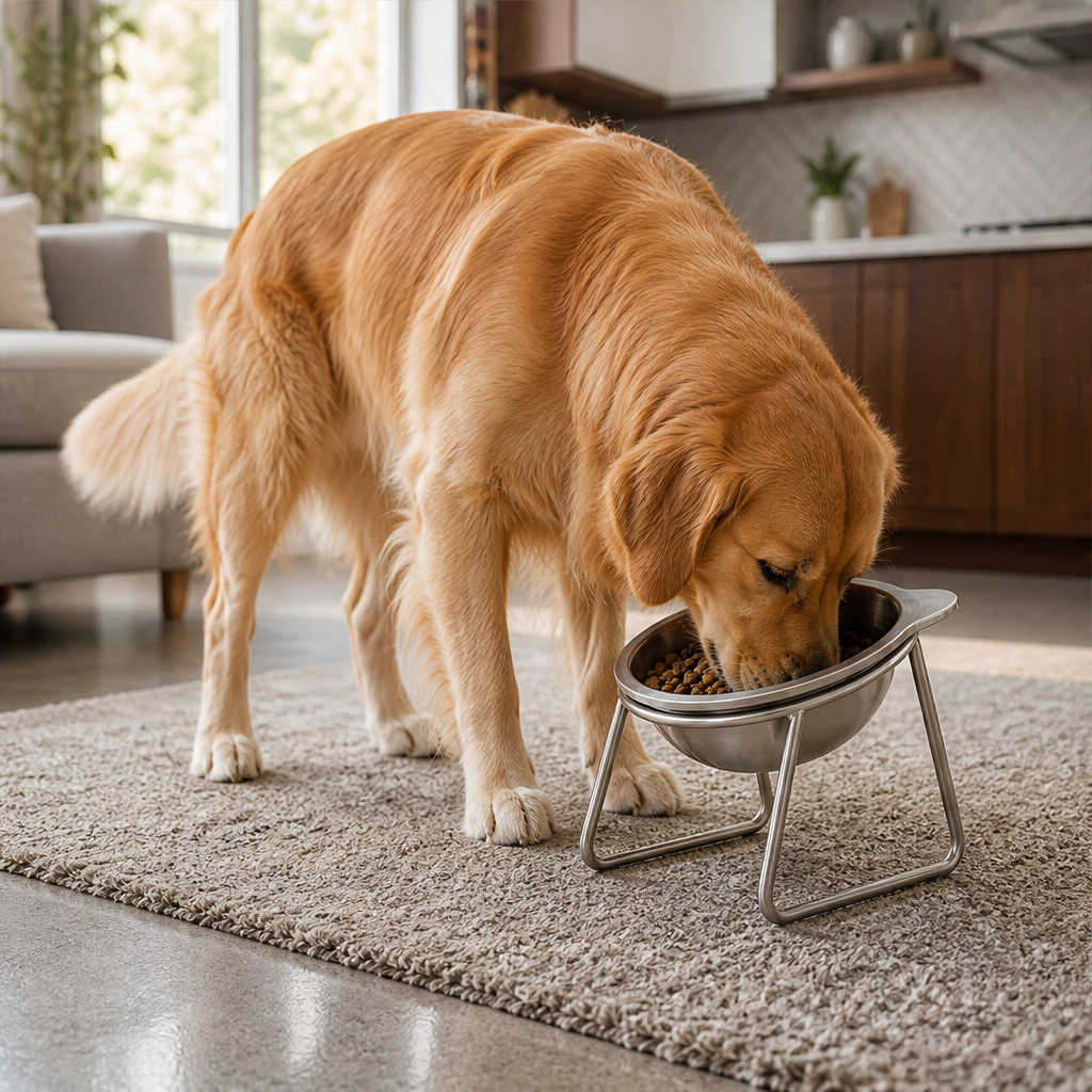 TiltEase – 15° Tilted Elevated Anti-Vomit Stainless Steel Feeding Bowl + 50% OFF lifestyle