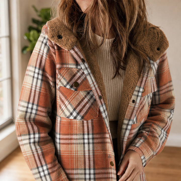 Wrenfield – Sherpa-Hood Thickened Flannel Plaid Shirt Jacket + 50% OFF lifestyle