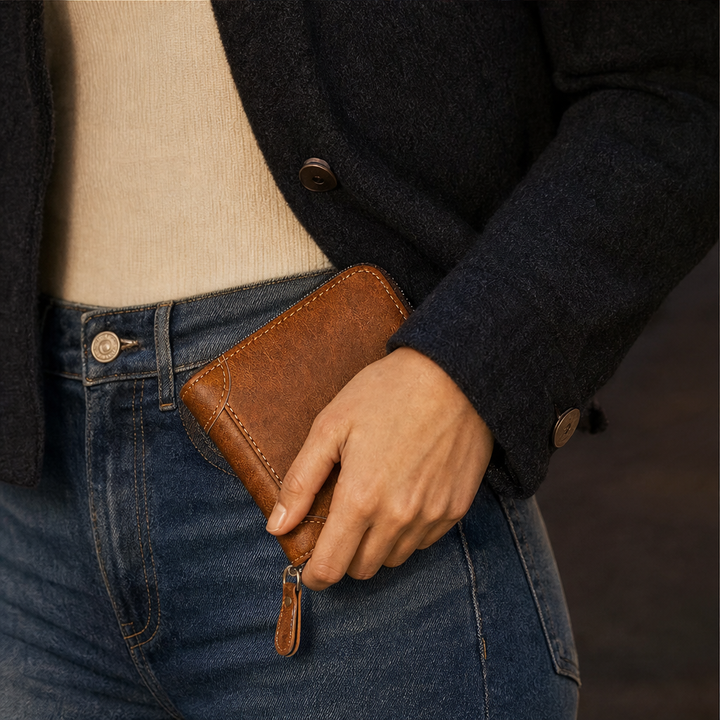Wickfold – Retro Zip-Around PU Leather Bifold Wallet + 50% OFF lifestyle