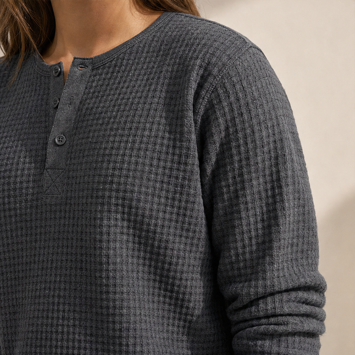 Ashcroft Mill – Waffle Knit Long Sleeve Henley Shirt + 50% OFF lifestyle