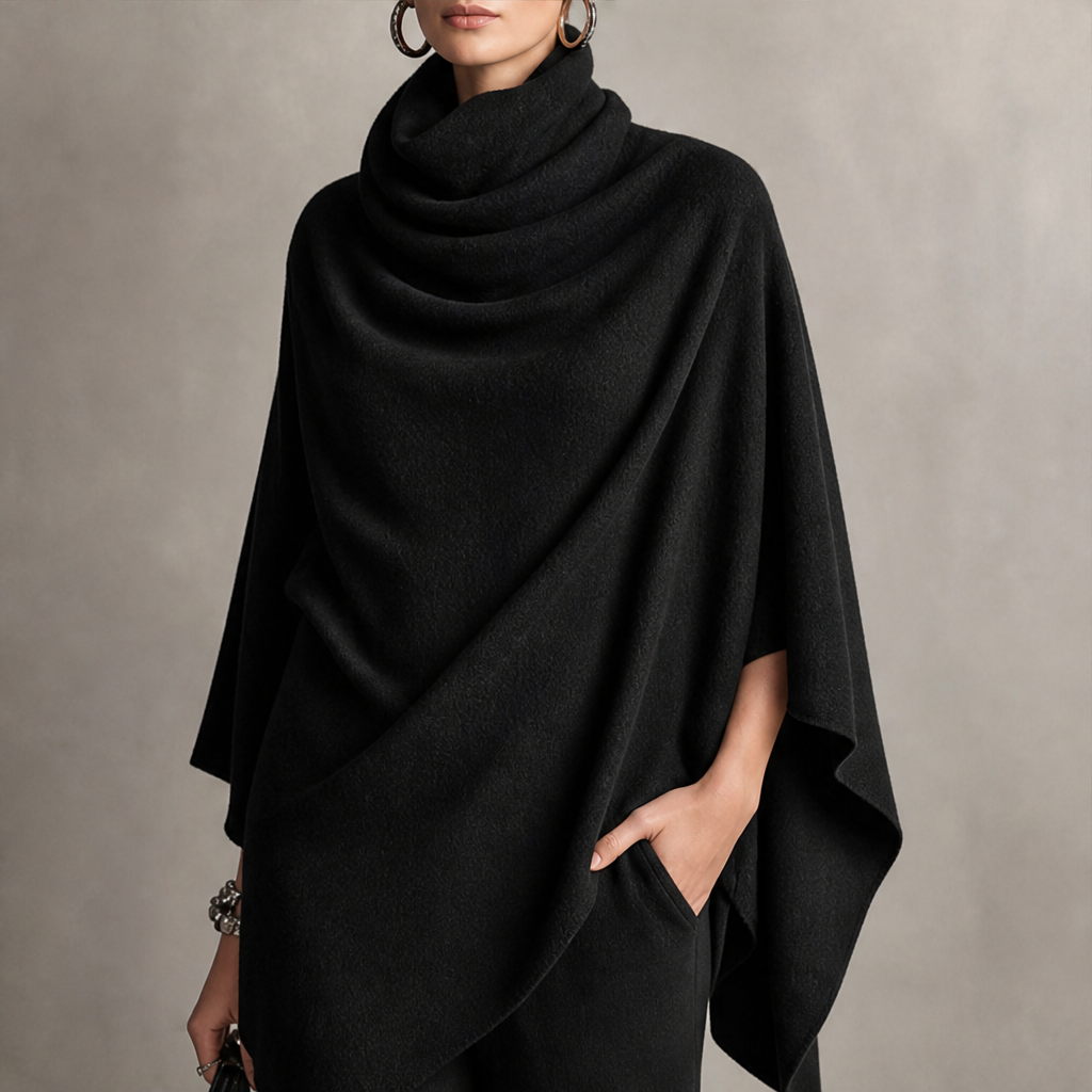 Draperie – Draped Turtleneck Cape &amp; Wide-Leg Pants Set + 50% OFF lifestyle