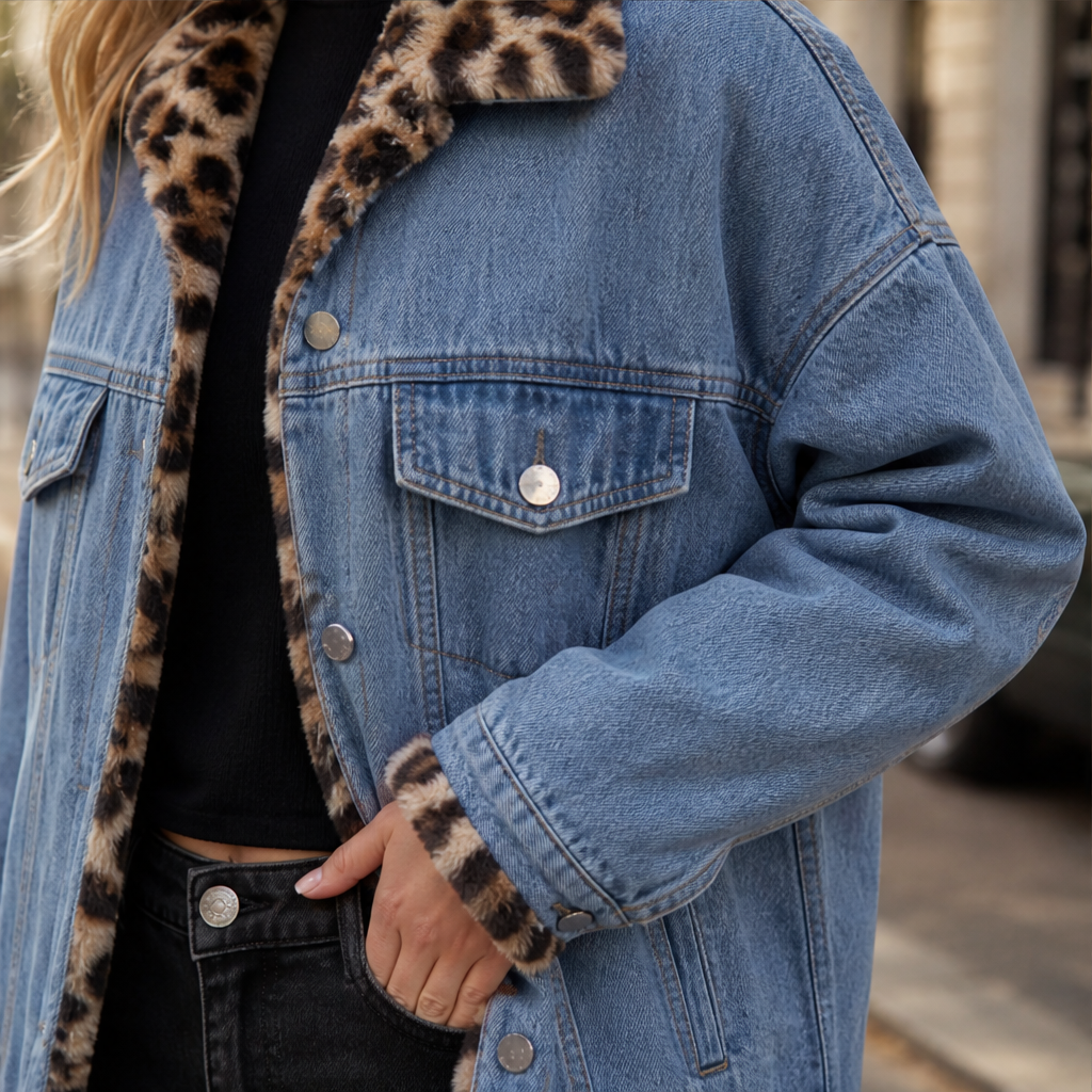 Savann Row – Reversible Leopard Lined Oversized Denim Jacket + 50% OFF lifestyle