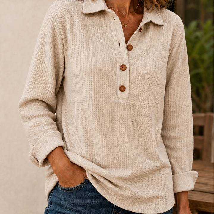 Cozeloom – Waffle Knit Long Sleeve Henley Top + 50% OFF lifestyle