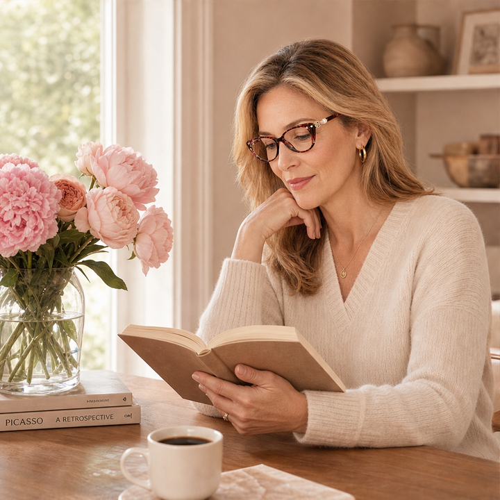 Lumendale – Cat-Eye Progressive Reading Glasses with Pearl Hinge + 50% OFF lifestyle