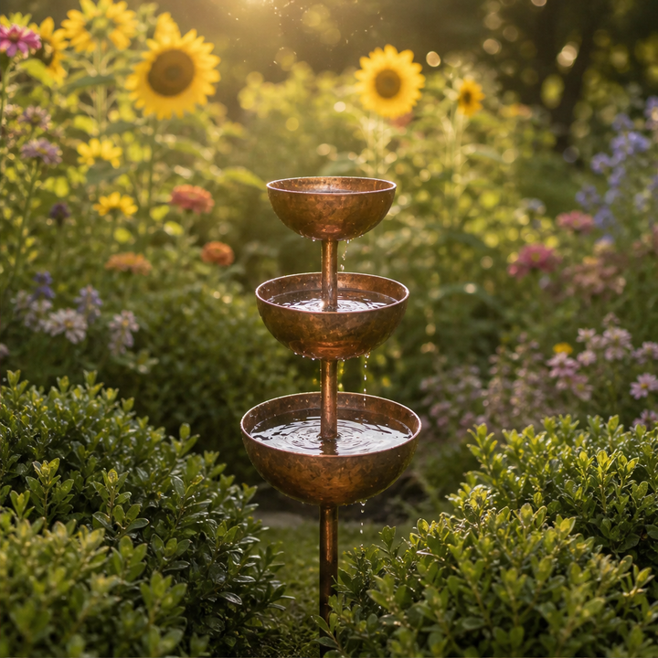 Copperbrook – Weatherproof 3-Tier Cascade Bird Bath with Ground Stake + 50% OFF lifestyle