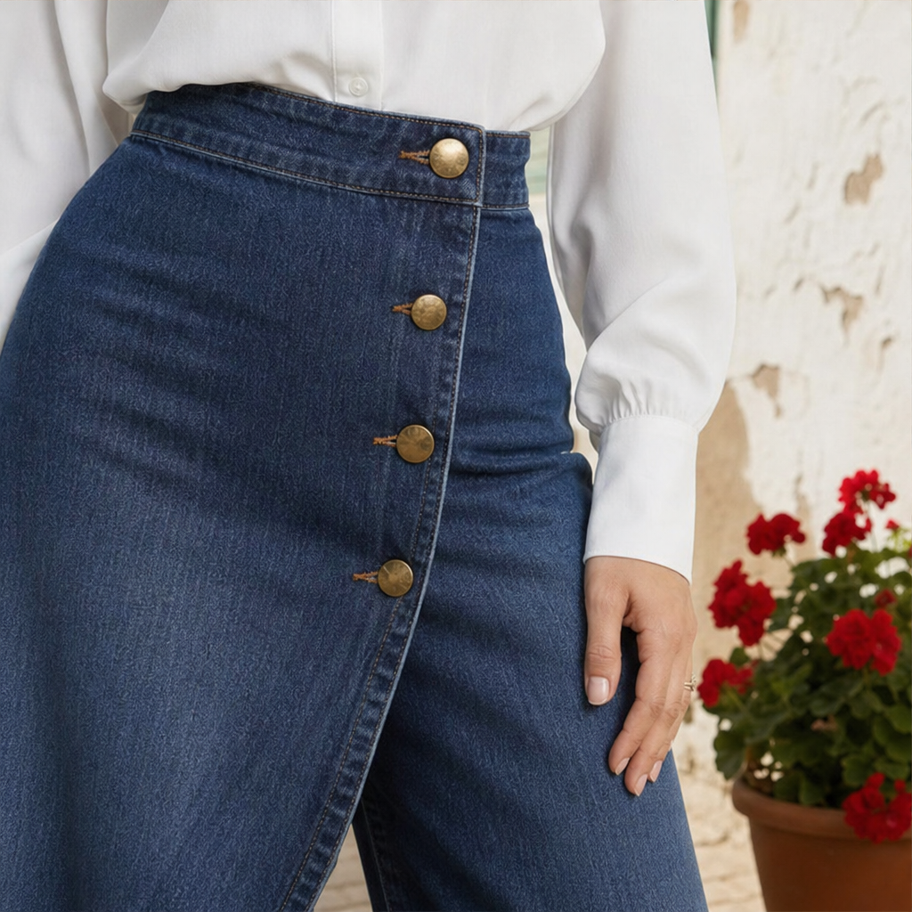 Marlowick – Asymmetrical Wrap-Front High-Waist Wide-Leg Jeans + 50% OFF lifestyle