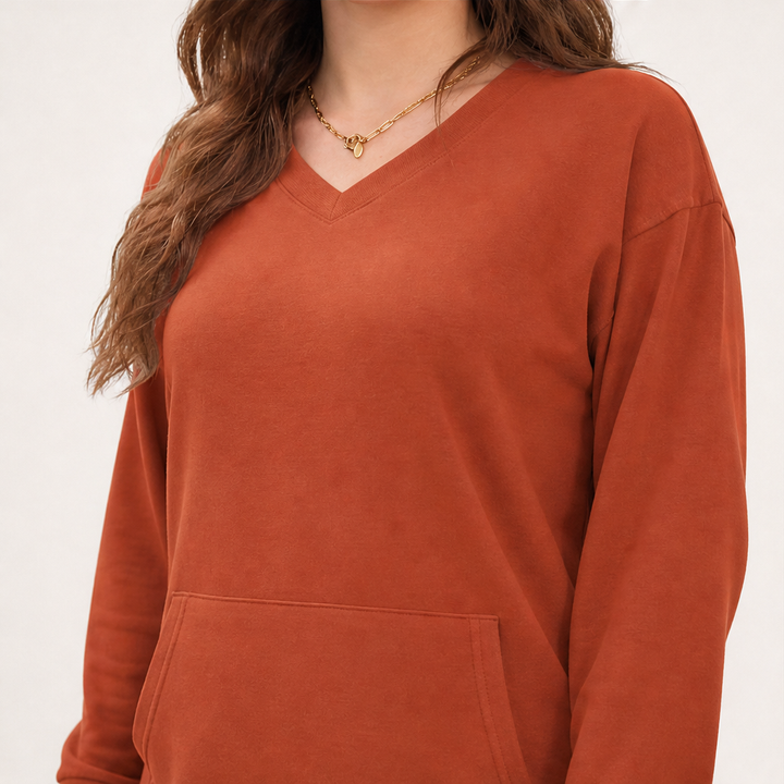 Softmere – Kangaroo Pocket V-Neck Oversized Sweatshirt + 50% OFF lifestyle