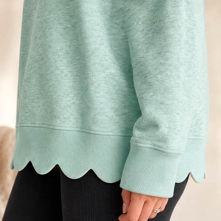 Wavella – Scalloped Hem Oversized Crew Sweatshirt + 50% OFF lifestyle