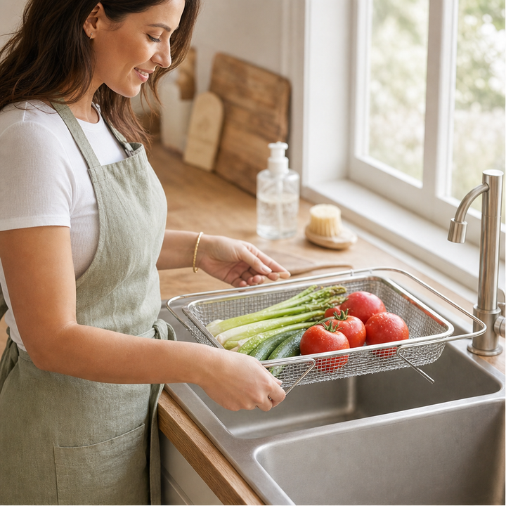 RailBasket – Expandable Stainless Steel Over Sink Dish Drying Rack + 50% OFF lifestyle