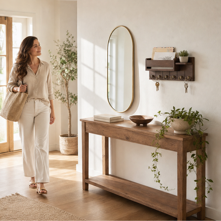 Oakhollow – Solid Wood Entryway Organizer with Key Hooks and Shelf + 50% OFF lifestyle