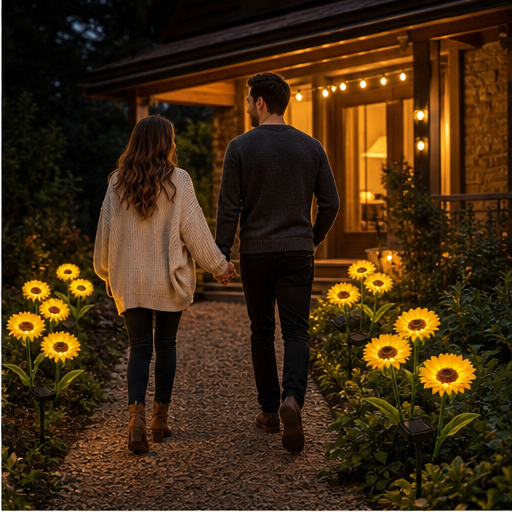 Sunwick – Glowing 3-Head Solar Sunflower Stake Lights lifestyle
