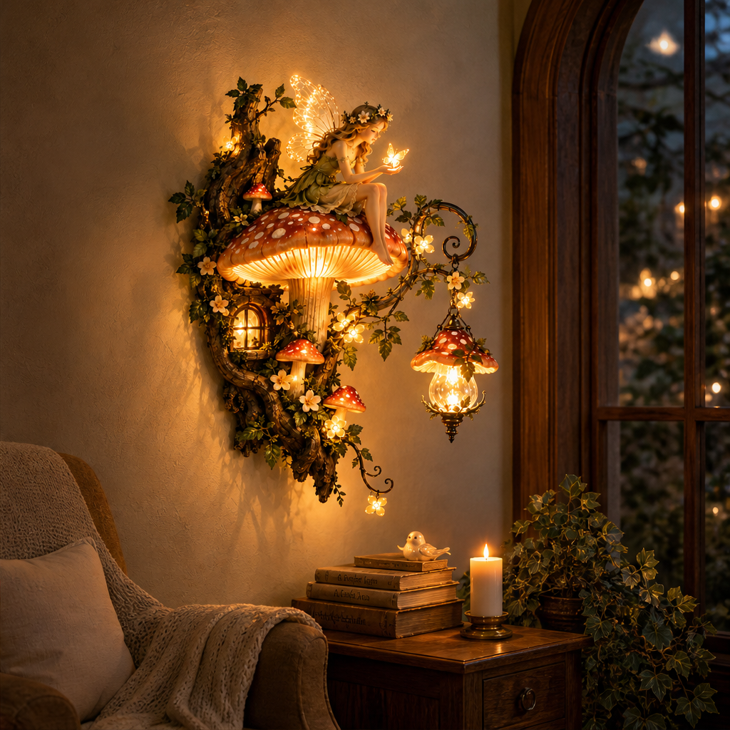Thistlemoor – Hand-Sculpted Glowing Fairy Mushroom Wall Light + 50% OFF lifestyle