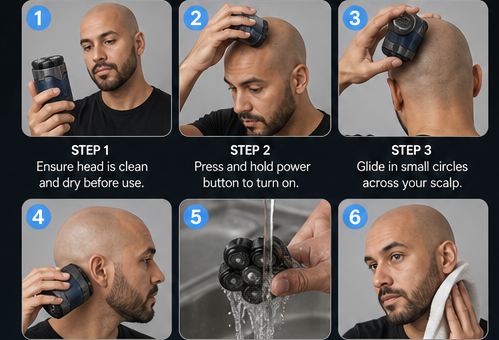 Smoothtrek – 6-Blade Floating Head, Waterproof Electric Head Shaver + 50% OFF detail