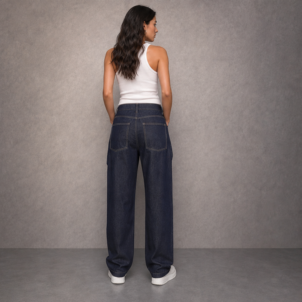 Denwick – Faux Denim Stretch Cargo Pants with Zip Pockets + 50% OFF lifestyle