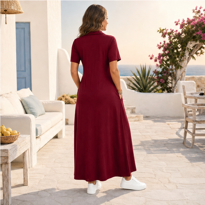Marlowen – Zip-Neck Soft Knit Flowy Maxi Dress + 50% OFF lifestyle