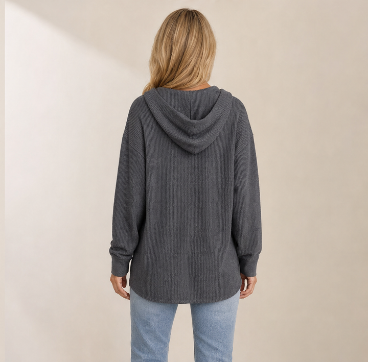 Warmholm – Waffle Knit Henley Hoodie Top + 50% OFF lifestyle