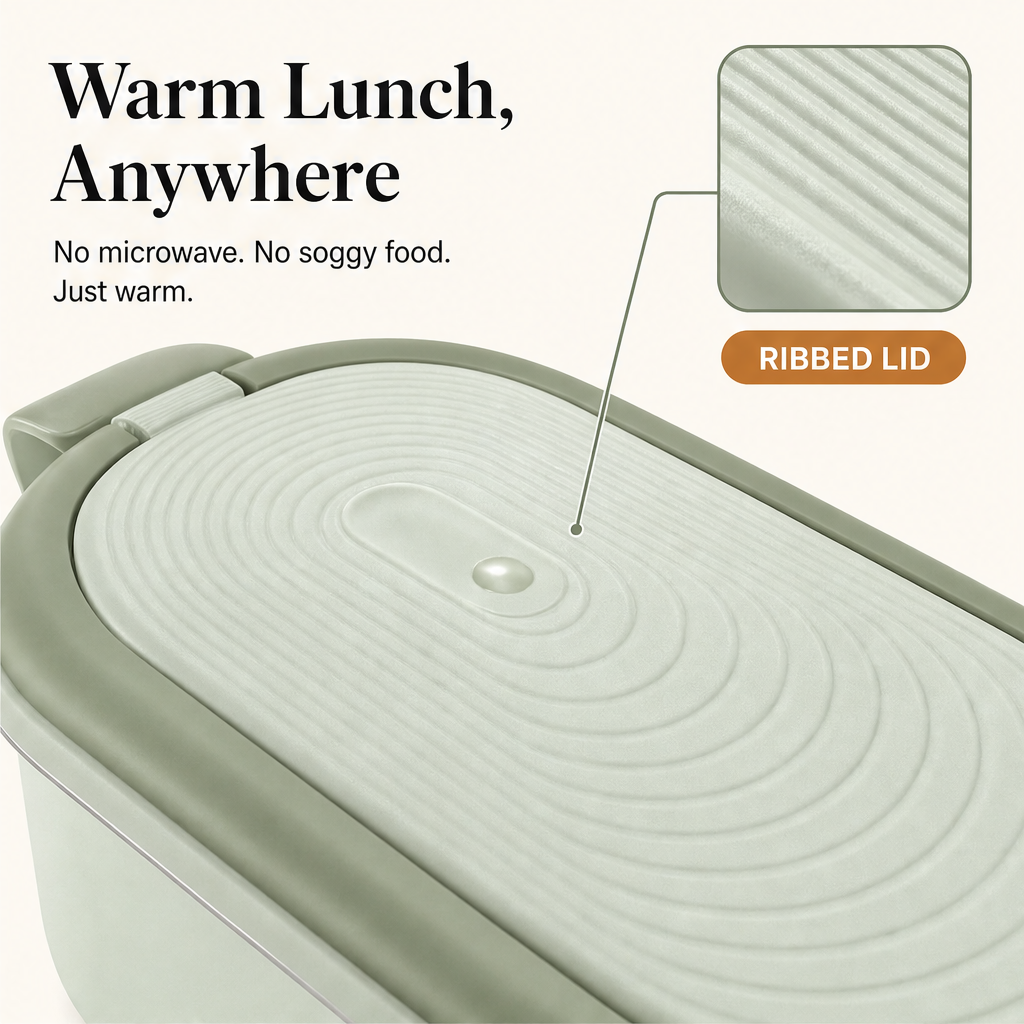 Warmholt – Water-Free Electric Heated Lunch Box with Dual Steel Trays + 50% OFF features