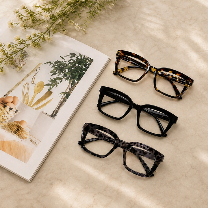 Amberloe – Blue Light Blocking Oversized Square Reading Glasses + 50% OFF lifestyle