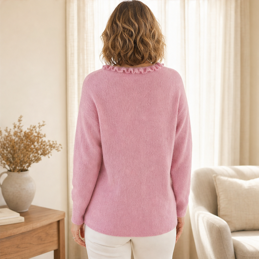 Cozelle – Ruffle Collar Soft Knit Button-Down Cardigan + 50% OFF lifestyle