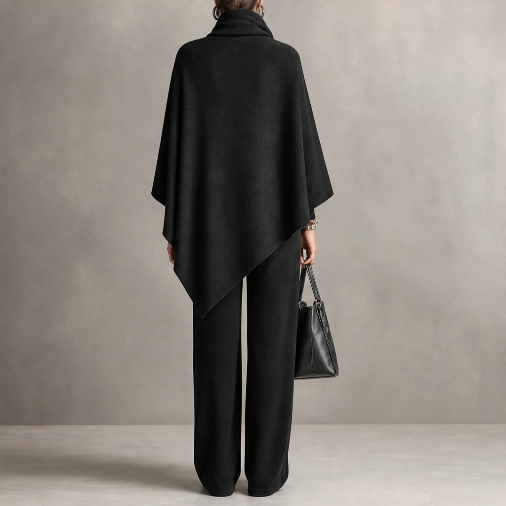 Draperie – Draped Turtleneck Cape &amp; Wide-Leg Pants Set + 50% OFF lifestyle