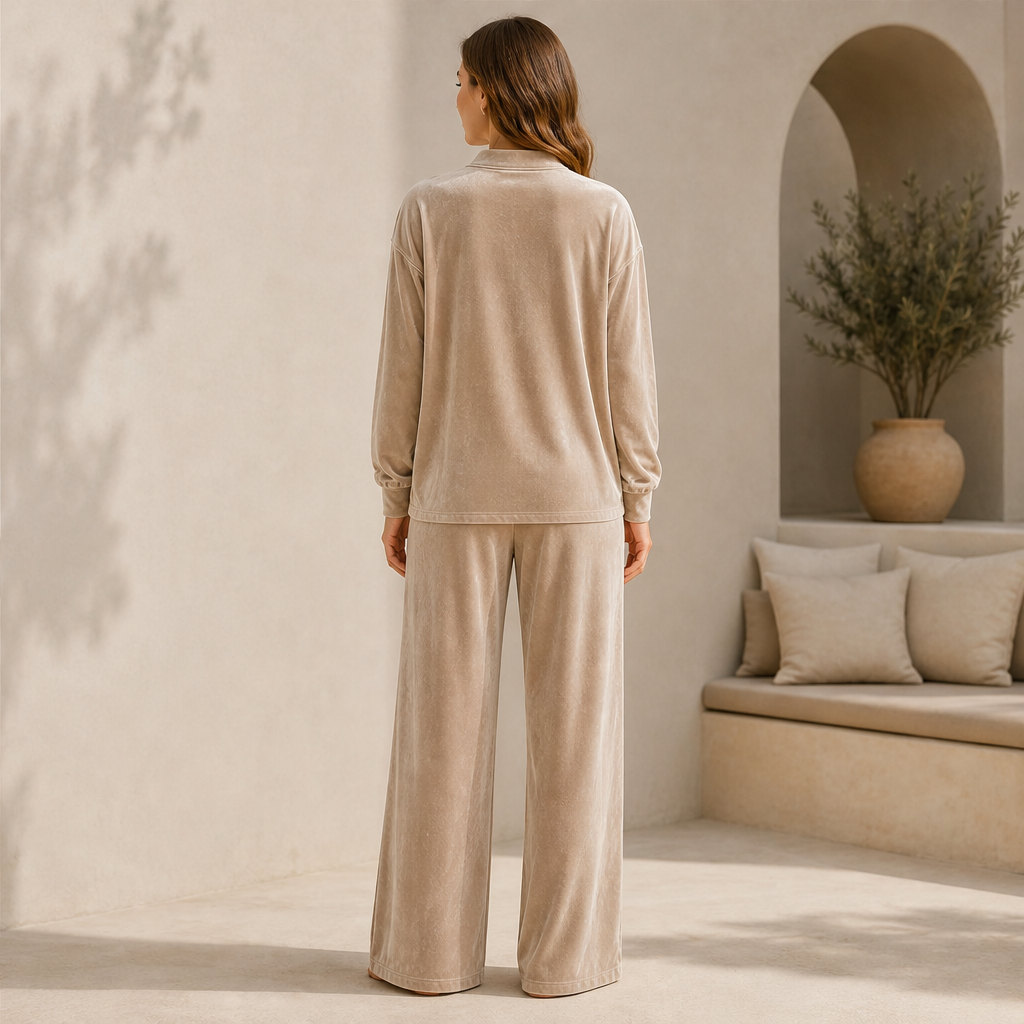 Velourin – Wide-Leg Velour Two-Piece Loungewear Set + 50% OFF lifestyle