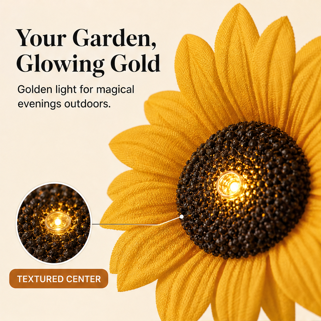 Sunhollow – Realistic Petals, Solar-Powered Sunflower Garden Lantern + 50% OFF features