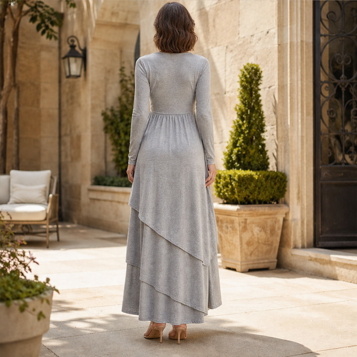 Tierwyn – Slimming A-Line Layered Maxi Dress with Heart Detail + 50% OFF lifestyle