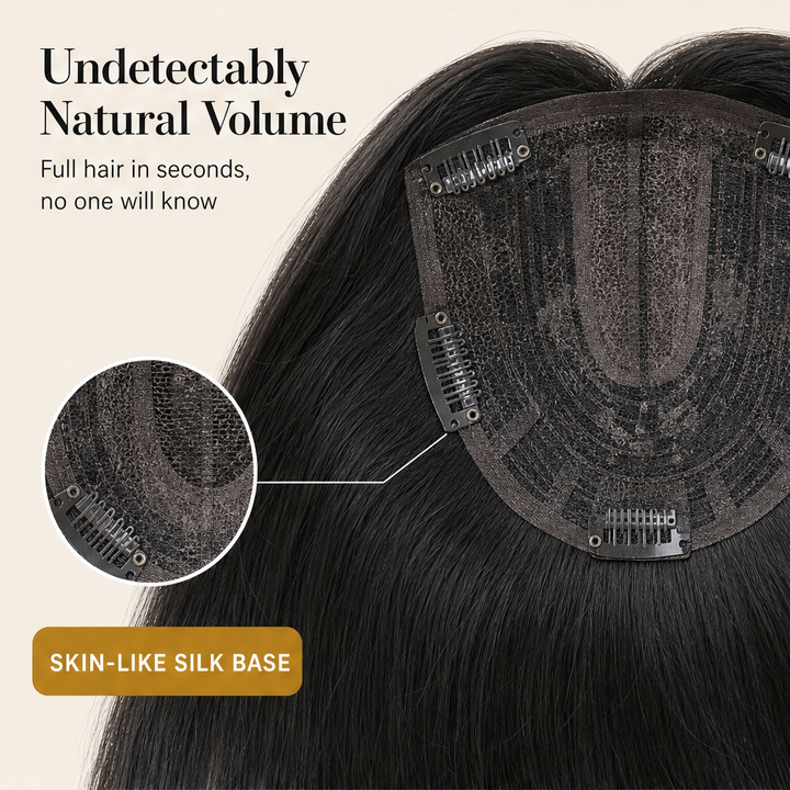Crownvale – Undetectable Clip-In Volume with Bangs Hair Topper + 50% OFF features