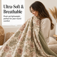 Willowmere – Reversible Floral Sherpa Throw Blanket