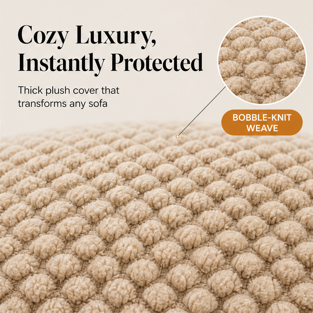 Snugbloom – Thick Bobble-Knit Non-Slip Removable Couch Cover + 50% OFF features