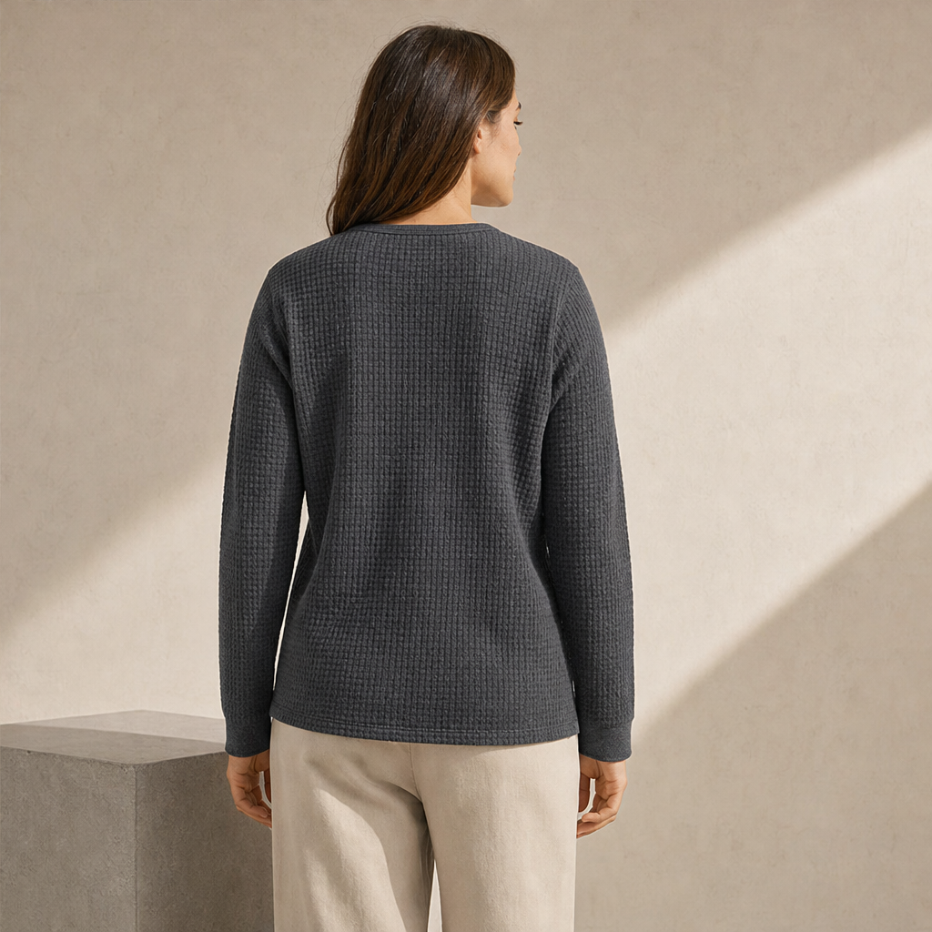 Ashcroft Mill – Waffle Knit Long Sleeve Henley Shirt + 50% OFF lifestyle
