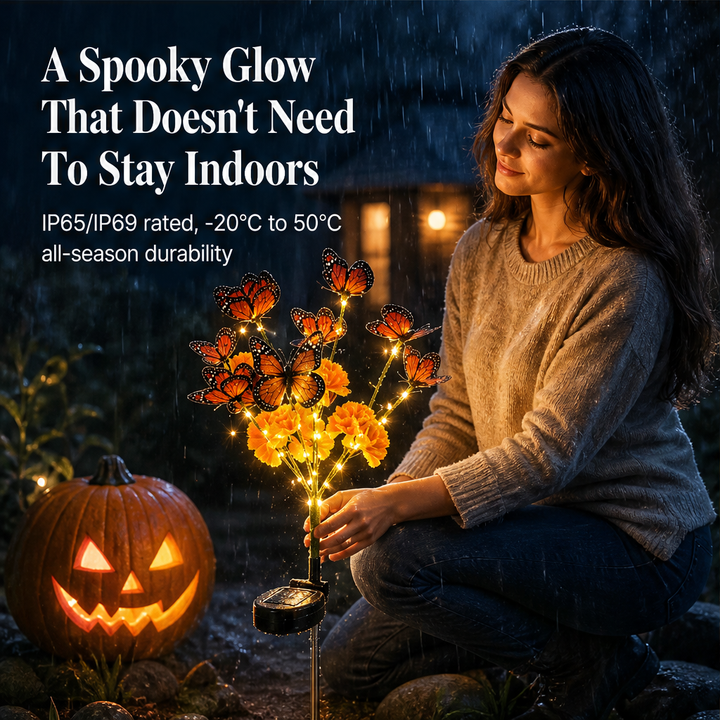 Amberwick – Solar Marigold &amp; Butterfly Memorial Garden Light + 50% OFF features