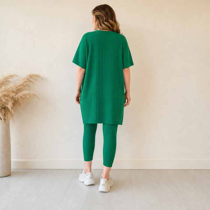 Ribleigh – Oversized Rib-Knit Top &amp; Trouser Two-Piece Set + 50% OFF lifestyle