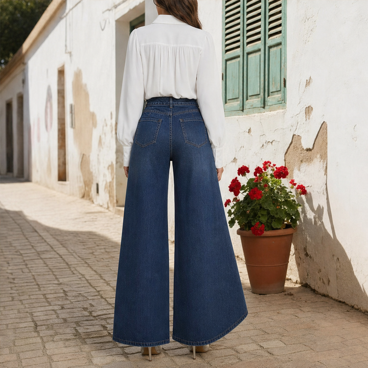 Marlowick – Asymmetrical Wrap-Front High-Waist Wide-Leg Jeans + 50% OFF lifestyle