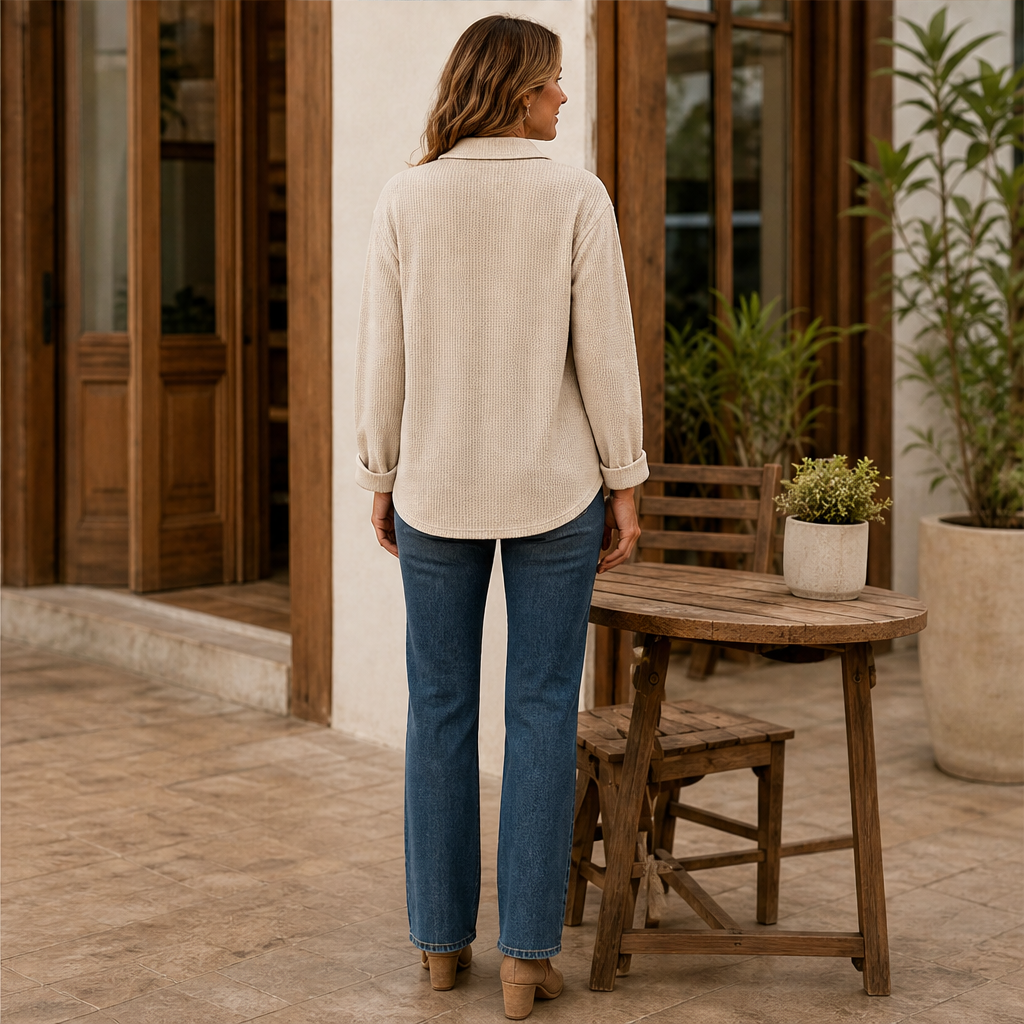 Cozeloom – Waffle Knit Long Sleeve Henley Top + 50% OFF lifestyle