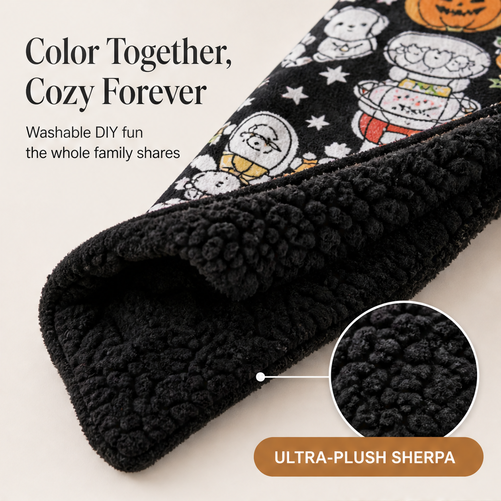 Huddlewick – DIY Color-Your-Own Fleece and Sherpa Family Blanket + 50% OFF features