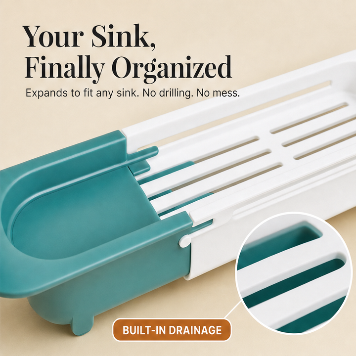 SinkCraft – Adjustable Telescopic Sink Storage Rack with Drain &amp;amp; Towel Bar + 50% OFF features