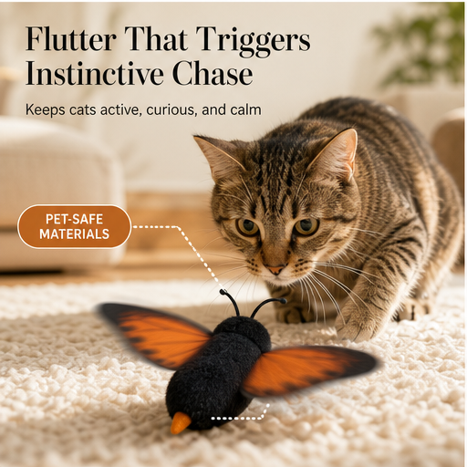 Flutterlure – Motion-Sensing Flapping Butterfly Interactive Cat Toy features