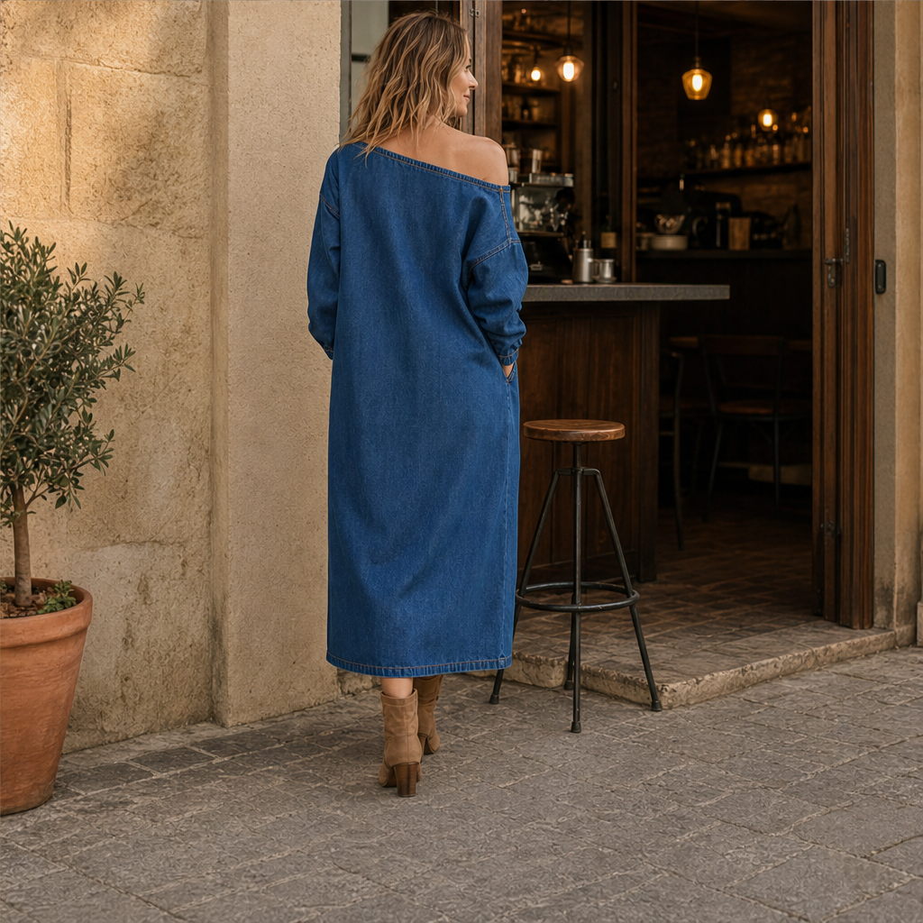 Willowdusk – Off-Shoulder Side-Slit Denim Maxi Dress + 50% OFF lifestyle