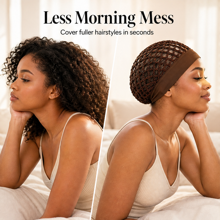 Curlanest – Roomy Mesh 3-Pack Satin-Band Hair Caps for Curls &amp; Braids + 50% OFF features