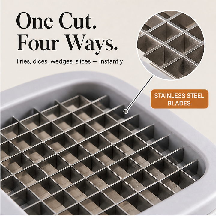 SpudPress – One-Press 4-in-1 Potato &amp; Veggie Cutter + 50% OFF features