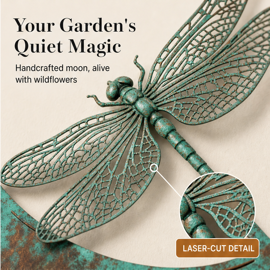 Lunaveil – Crescent Moon &amp; Dragonfly Metal Wall Decor + 50% OFF features